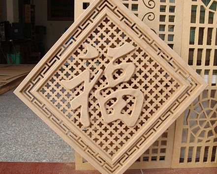 Decorative wooden panel with CNC-routed cut-out details