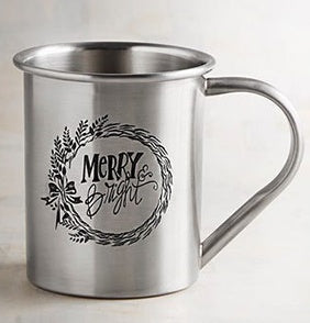 Decorated metal gift mug