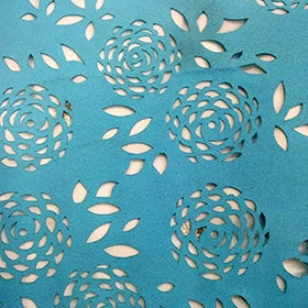 Decorative floral cut-outs from the fabric laser application samples
